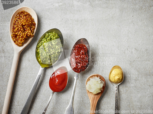 Image of spoons of various sauces