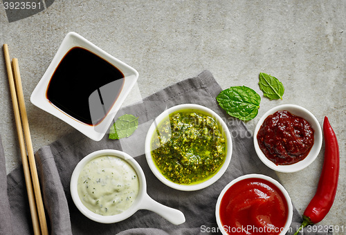Image of bowls of various sauces