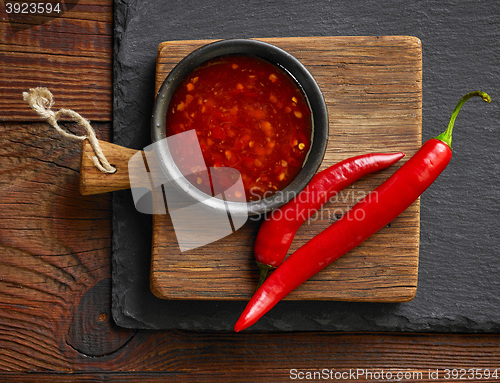 Image of red hot chili sauce