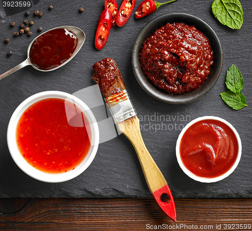 Image of bowls of various sauces