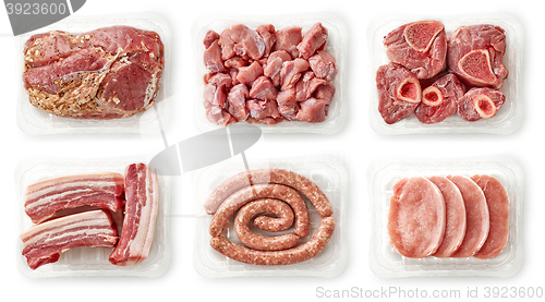 Image of fresh raw meat on white background