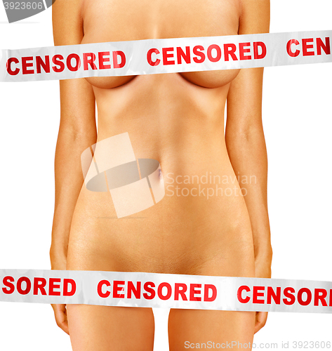 Image of censorship on nude body