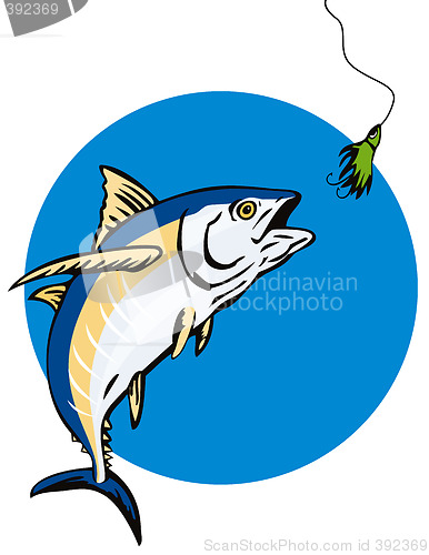 Image of Albacore Tuna taking the bait