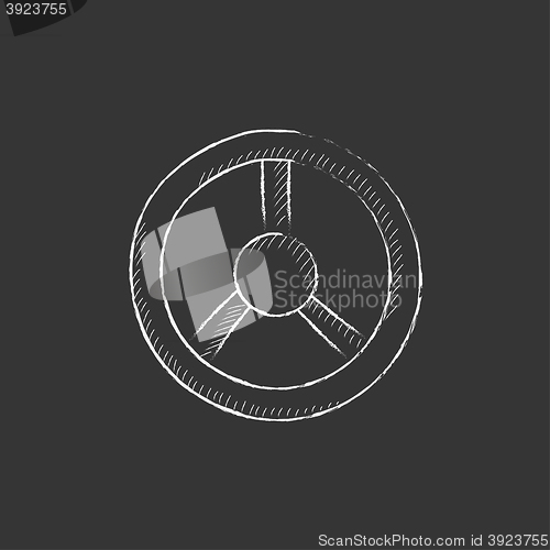 Image of Steering wheel. Drawn in chalk icon.