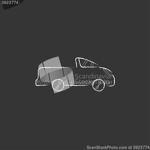 Image of Pick up truck. Drawn in chalk icon.