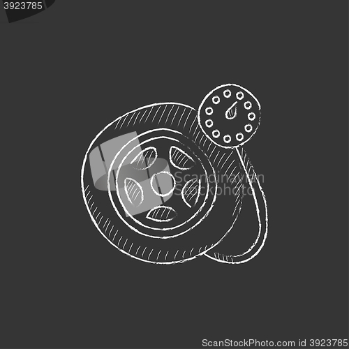 Image of Pressure gauge tyre . Drawn in chalk icon.