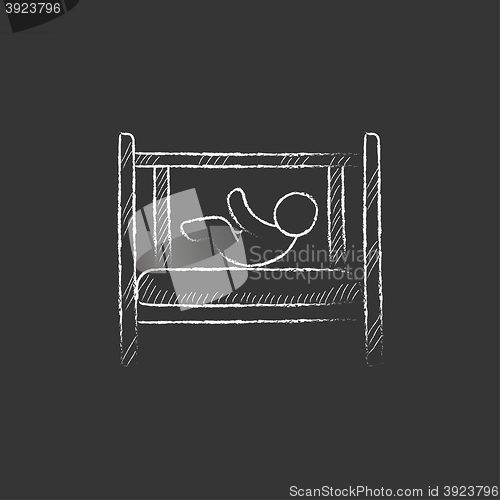 Image of Baby laying in crib. Drawn in chalk icon.