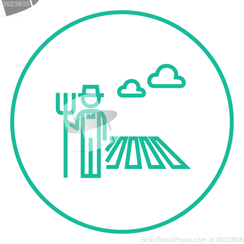 Image of Farmer with pitchfork line icon.