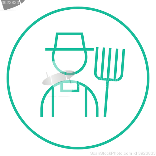 Image of Farmer with pitchfork line icon.