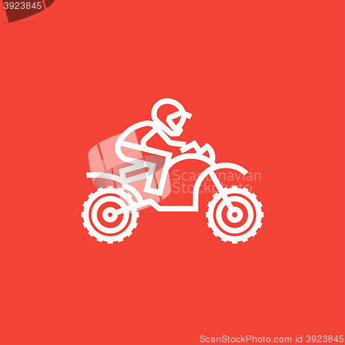 Image of Man riding motocross bike line icon.