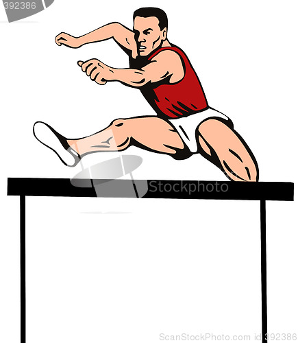 Image of track and field athlete jumping hurdles
