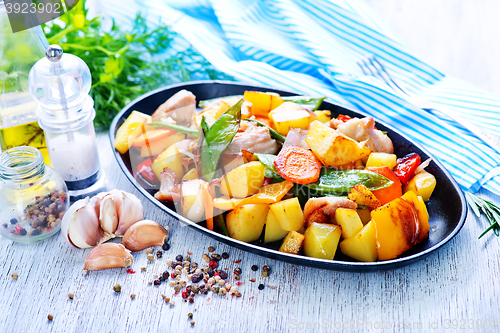 Image of fried meat with vegetables