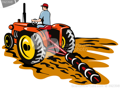 Image of Tractor plowing the farm