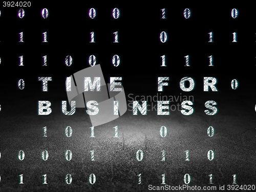 Image of Finance concept: Time for Business in grunge dark room