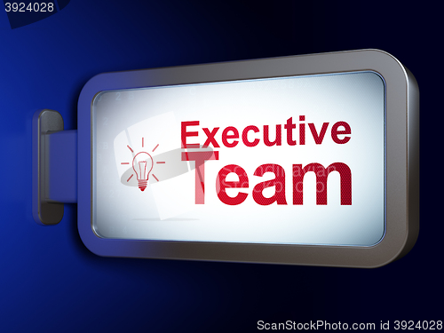 Image of Business concept: Executive Team and Light Bulb on billboard background