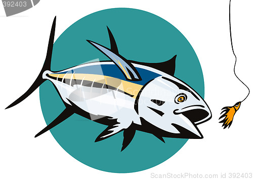 Image of Albacore Tuna taking the bait