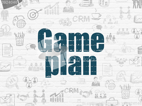 Image of Finance concept: Game Plan on wall background