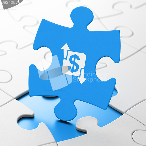 Image of Finance concept: Finance on puzzle background