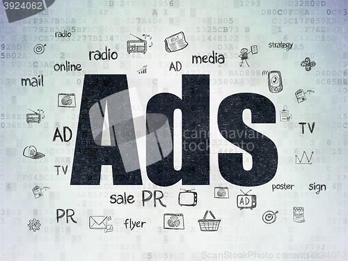 Image of Marketing concept: Ads on Digital Data Paper background