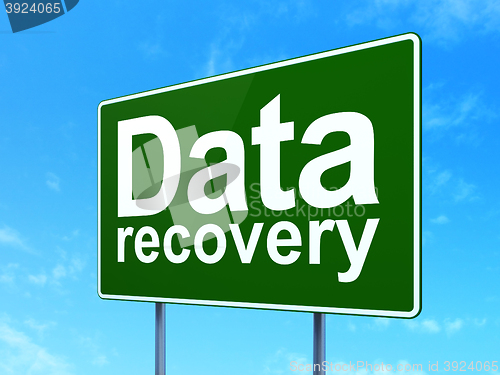 Image of Information concept: Data Recovery on road sign background
