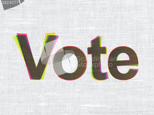 Image of Political concept: Vote on fabric texture background