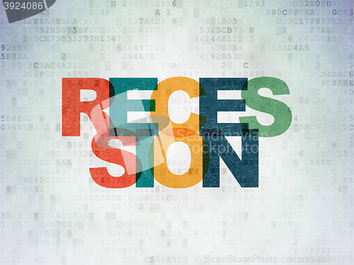 Image of Finance concept: Recession on Digital Data Paper background