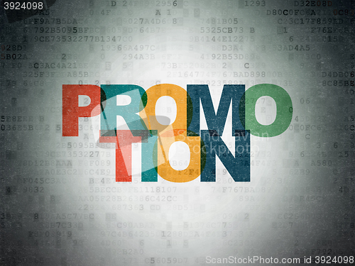 Image of Marketing concept: Promotion on Digital Data Paper background