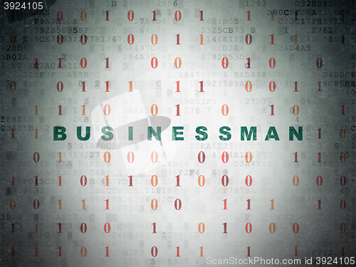 Image of Business concept: Businessman on Digital Data Paper background