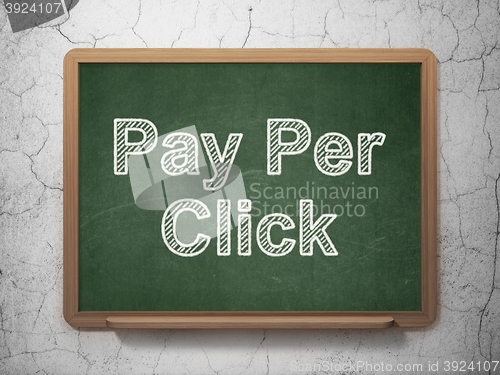 Image of Marketing concept: Pay Per Click on chalkboard background