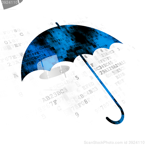 Image of Security concept: Umbrella on Digital background