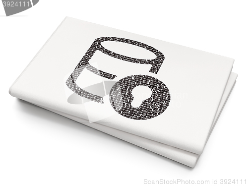Image of Programming concept: Database With Lock on Blank Newspaper background