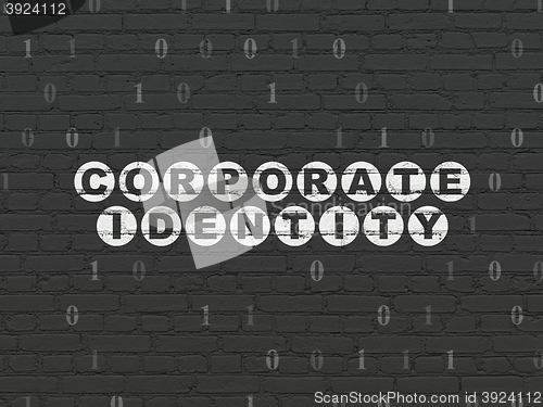 Image of Finance concept: Corporate Identity on wall background