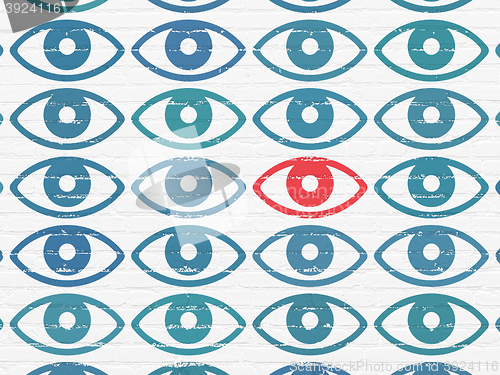 Image of Privacy concept: eye icon on wall background