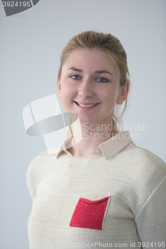 Image of portrait of female student in library