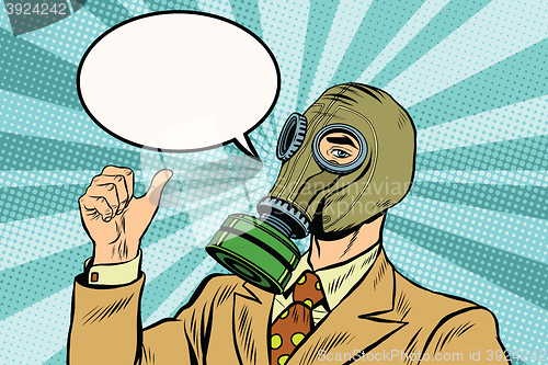 Image of Gas mask man thumb up