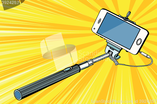 Image of Selfie stick smartphone shooting