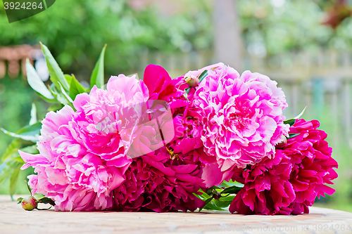 Image of Pink peony flowers bouquet