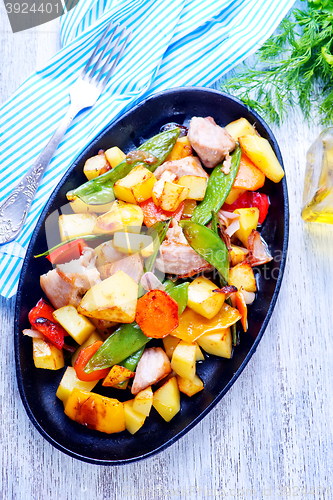 Image of fried meat with vegetables