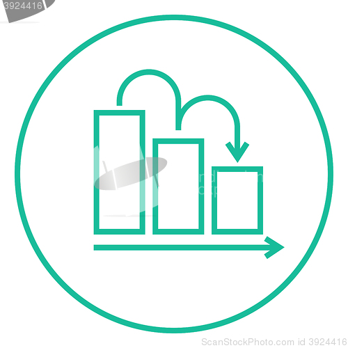 Image of Bar chart down line icon.