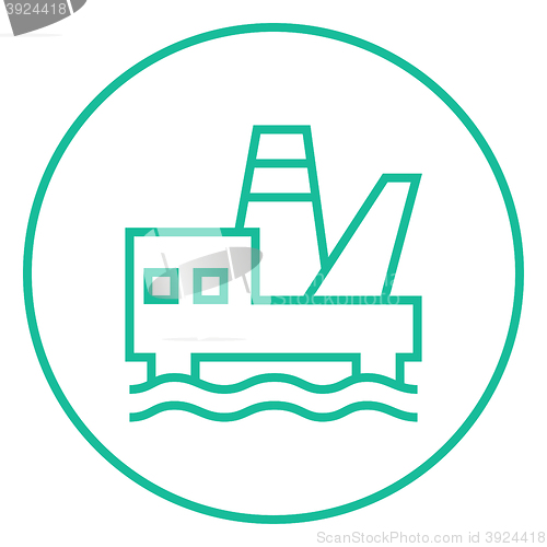 Image of Offshore oil platform line icon.