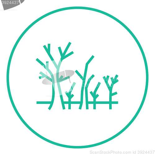 Image of Tree with bare branches line icon.