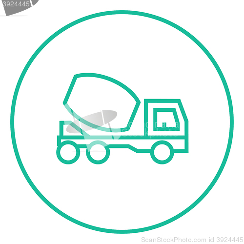 Image of Concrete mixer truck line icon.