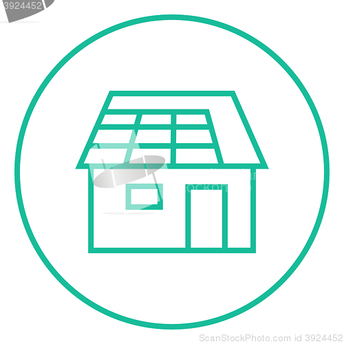 Image of House with solar panel line icon.