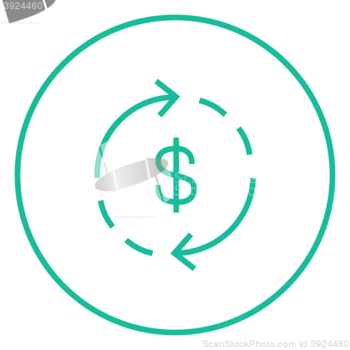 Image of Dollar symbol with arrows line icon.