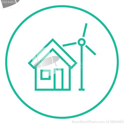 Image of House with windmill line icon.