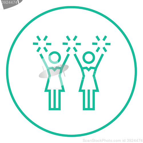 Image of Cheerleaders line icon.