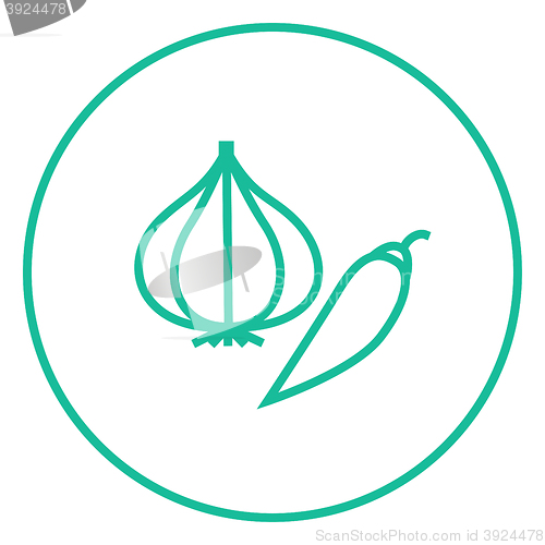 Image of Garlic and chilli line icon.