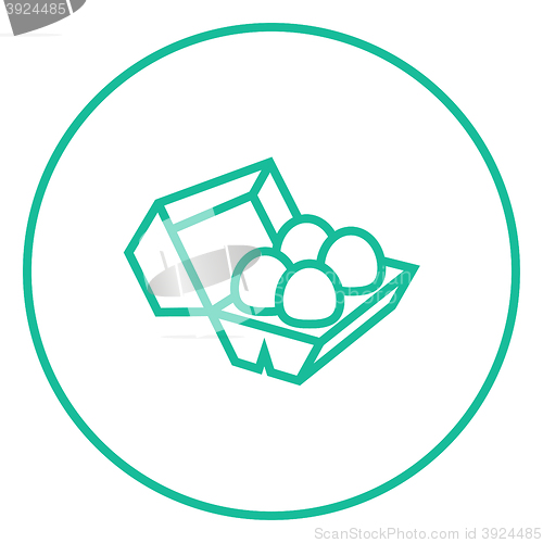 Image of Eggs in carton package line icon.