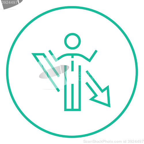 Image of Businessman with arrow down line icon.