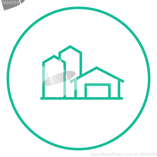 Image of Farm buildings line icon.